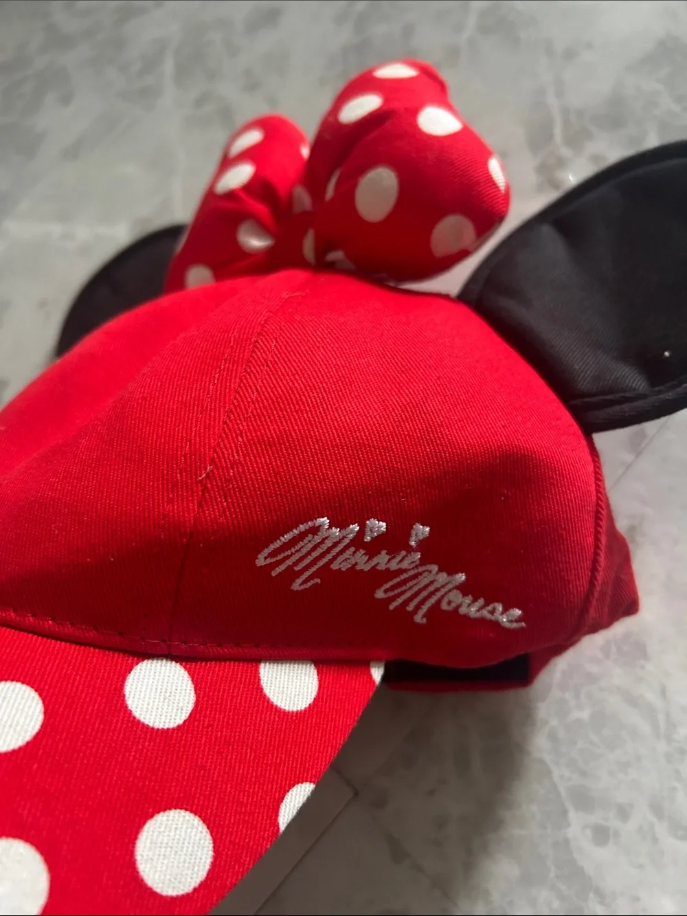 Disney Minnie Mouse Red and Black Polka Dot Kids Hat